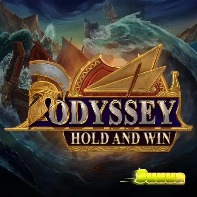 Tampilan layar permainan slot Odyssey Hold and Win dengan tema mitologi Yunani